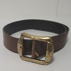 Unbranded‎ Brown Leather Belt with Gold Buckle